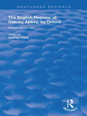 cover image of The English Register of Oseney Abbey, by Oxford